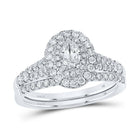 Eternal Love 14kt White Gold Oval Diamond Halo Bridal Wedding Ring Band Set - Splendid Jewellery