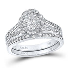 Eternal Love 14kt White Gold Oval Diamond Halo Bridal Wedding Ring Band Set - Splendid Jewellery