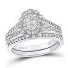 Eternal Love 14kt White Gold Oval Diamond Halo Bridal Wedding Ring Band Set - Splendid Jewellery