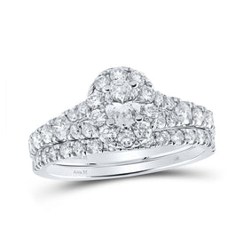 Eternal Love 14kt White Gold Oval Diamond Halo Bridal Wedding Ring Band Set - Splendid Jewellery