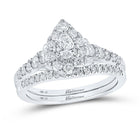 Eternal Love 14kt White Gold Pear Diamond Bridal Wedding Ring Band Set - Splendid Jewellery
