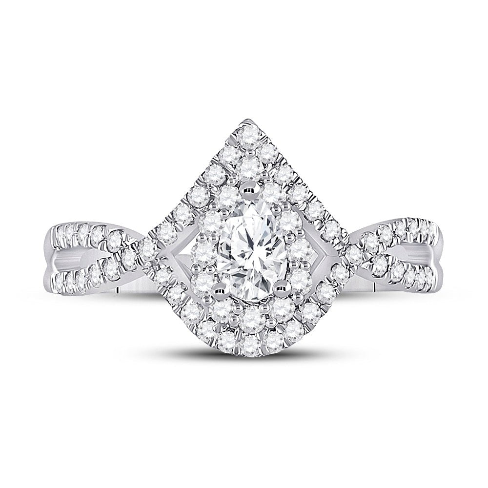 Eternal Love 14kt White Gold Pear Diamond Halo Bridal Wedding Engagement Ring - Splendid Jewellery