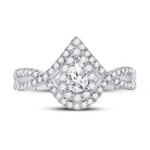 Eternal Love 14kt White Gold Pear Diamond Halo Bridal Wedding Engagement Ring - Splendid Jewellery