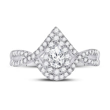 Load image into Gallery viewer, Eternal Love 14kt White Gold Pear Diamond Halo Bridal Wedding Engagement Ring - Front View