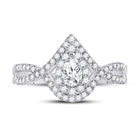 Eternal Love 14kt White Gold Pear Diamond Halo Bridal Wedding Engagement Ring - Front View