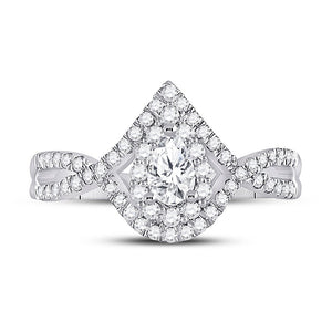 Eternal Love 14kt White Gold Pear Diamond Halo Bridal Wedding Engagement Ring - Splendid Jewellery