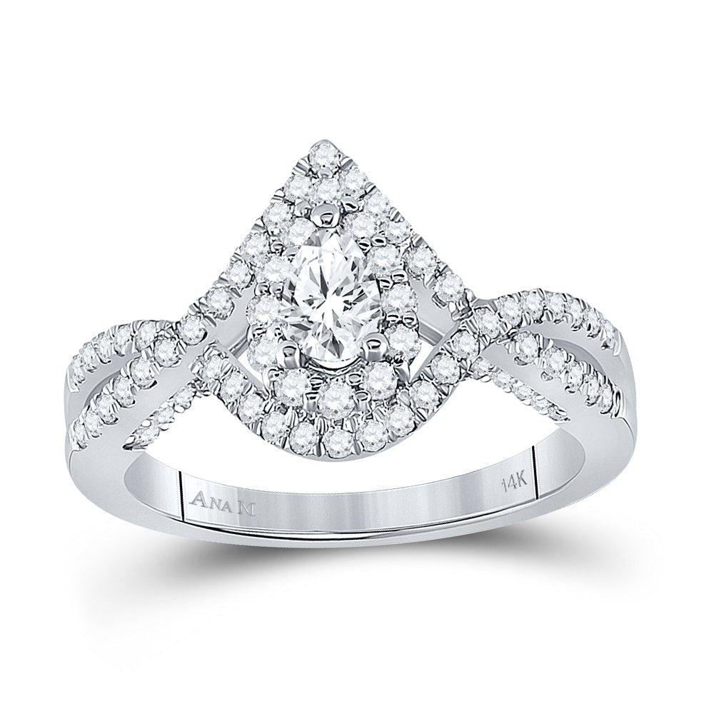 Eternal Love 14kt White Gold Pear Diamond Halo Bridal Wedding Engagement Ring - Splendid Jewellery
