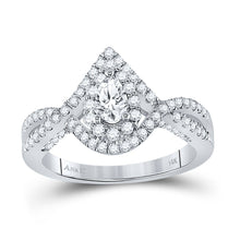Load image into Gallery viewer, Eternal Love 14kt White Gold Pear Diamond Halo Bridal Wedding Engagement Ring - Splendid Jewellery