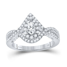 Load image into Gallery viewer, Eternal Love 14kt White Gold Pear Diamond Halo Bridal Wedding Engagement Ring - Top View