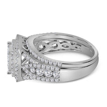 Load image into Gallery viewer, Eternal Love 14kt White Gold Princess Diamond Bridal Wedding Ring Band Set - Side View