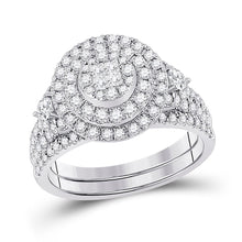 Load image into Gallery viewer, Eternal Love 14kt White Gold Princess Diamond Bridal Wedding Ring Band Set - Front View