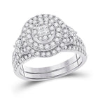 Eternal Love 14kt White Gold Princess Diamond Bridal Wedding Ring Band Set - Front View