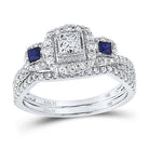 Eternal Love 14kt White Gold Princess Diamond Bridal Wedding Ring Band Set - Splendid Jewellery