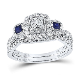 Eternal Love 14kt White Gold Princess Diamond Bridal Wedding Ring Band Set - Splendid Jewellery