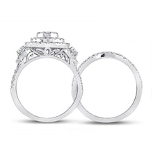 Load image into Gallery viewer, Eternal Love 14kt White Gold Princess Diamond Bridal Wedding Ring Band Set - Top View