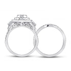 Eternal Love 14kt White Gold Princess Diamond Bridal Wedding Ring Band Set - Top View