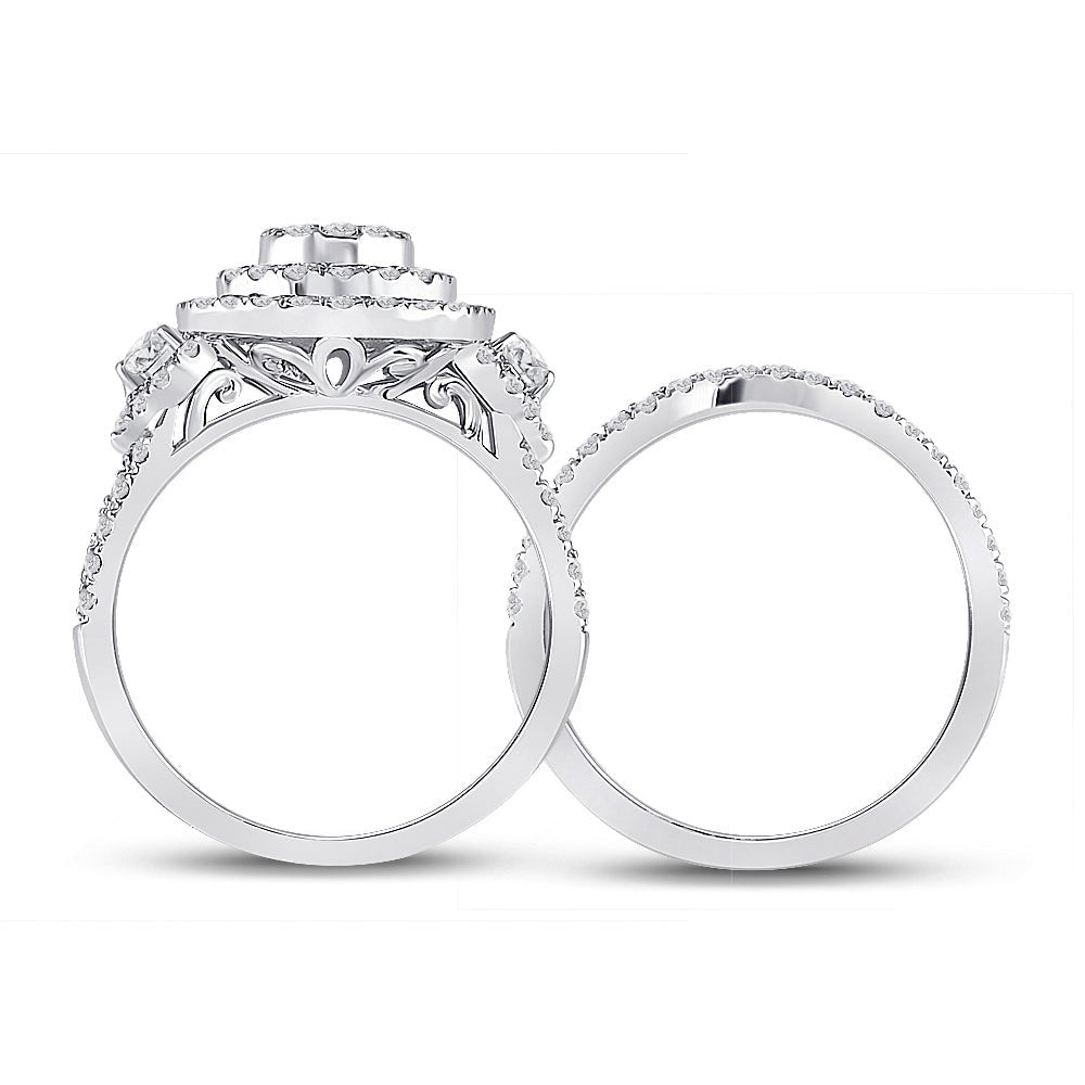 Eternal Love 14kt White Gold Princess Diamond Bridal Wedding Ring Band Set - Splendid Jewellery