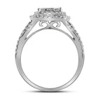 Eternal Love 14kt White Gold Princess Diamond Bridal Wedding Ring Band Set - Front View