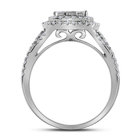 Eternal Love 14kt White Gold Princess Diamond Bridal Wedding Ring Band Set - Front View