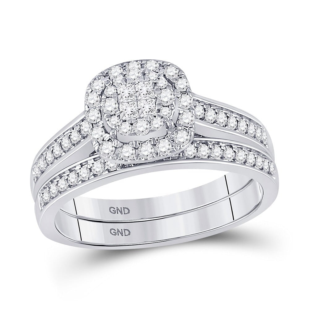 Eternal Love 14kt White Gold Princess Diamond Bridal Wedding Ring Band Set - Splendid Jewellery