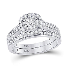 Eternal Love 14kt White Gold Princess Diamond Bridal Wedding Ring Band Set - Splendid Jewellery
