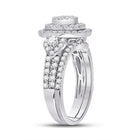 Eternal Love 14kt White Gold Princess Diamond Bridal Wedding Ring Band Set - Side View