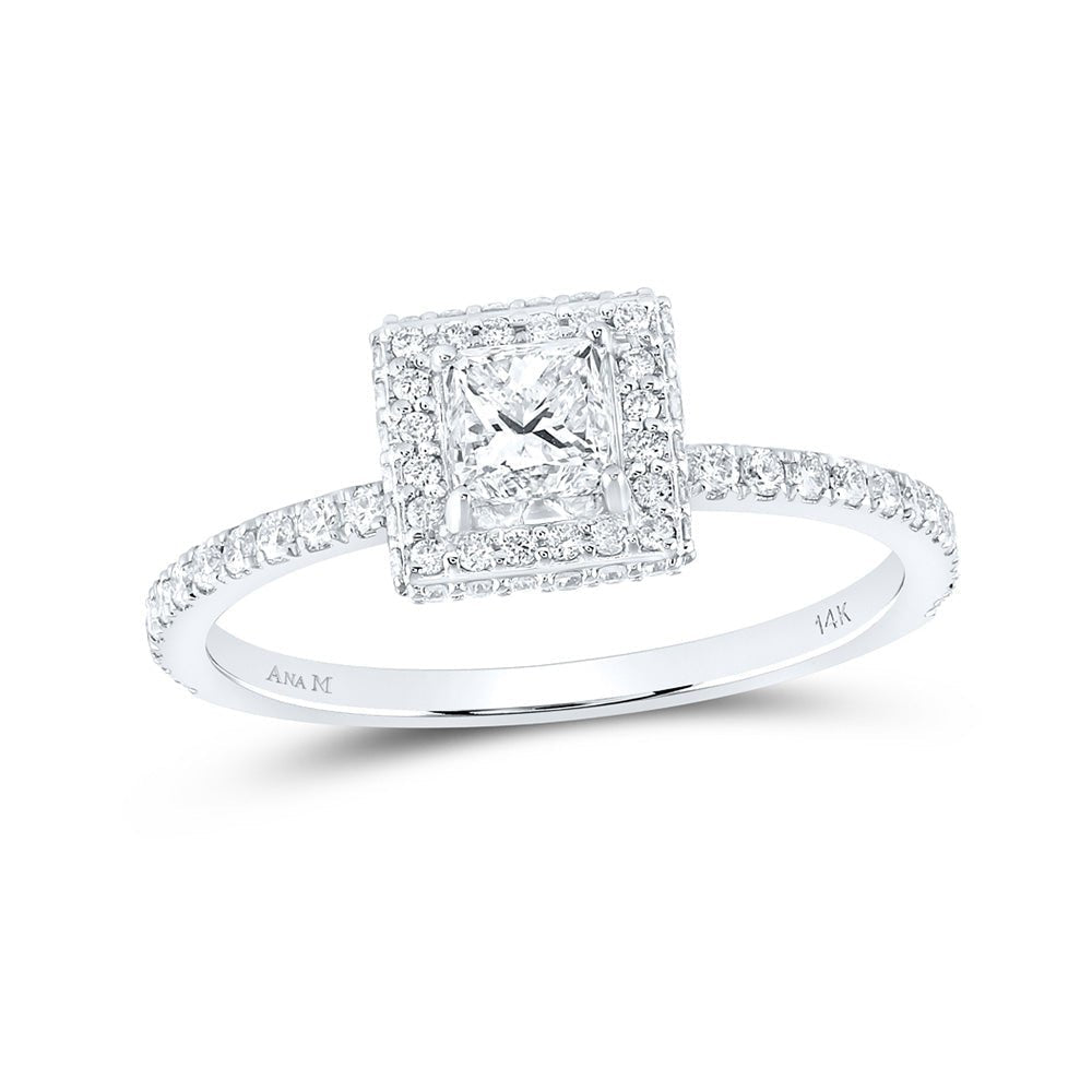 Eternal Love 14kt White Gold Princess Diamond Halo Bridal Wedding Engagement Ring - Splendid Jewellery
