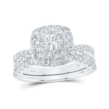 Load image into Gallery viewer, Eternal Love 14kt White Gold Princess Diamond Halo Bridal Wedding Ring Band Set - Splendid Jewellery