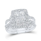 Eternal Love 14kt White Gold Princess Diamond Square Bridal Wedding Ring Band Set - Splendid Jewellery