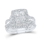 Eternal Love 14kt White Gold Princess Diamond Square Bridal Wedding Ring Band Set - Splendid Jewellery