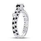 Eternal Love 14kt White Gold Round Diamond 3 - Stone Bridal Wedding Ring Band Set - Splendid Jewellery