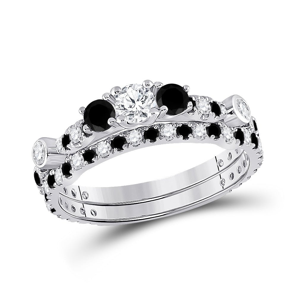 Eternal Love 14kt White Gold Round Diamond 3 - Stone Bridal Wedding Ring Band Set - Splendid Jewellery