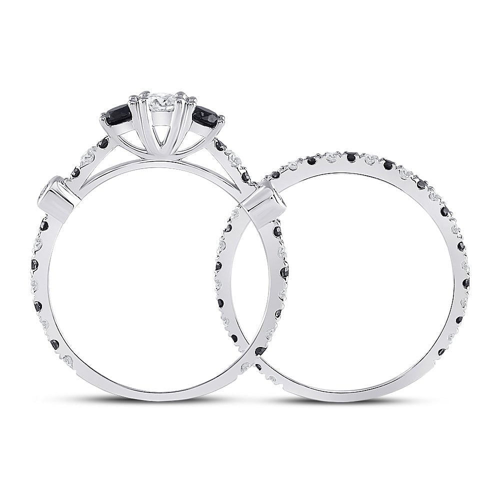 Eternal Love 14kt White Gold Round Diamond 3 - Stone Bridal Wedding Ring Band Set - Splendid Jewellery