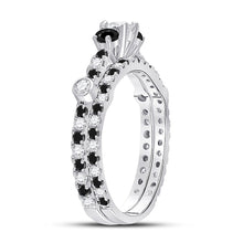 Load image into Gallery viewer, Eternal Love 14kt White Gold Round Diamond 3-Stone Bridal Wedding Ring Band Set - Side View