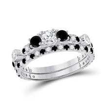 Load image into Gallery viewer, Eternal Love 14kt White Gold Round Diamond 3 - Stone Bridal Wedding Ring Band Set - Splendid Jewellery