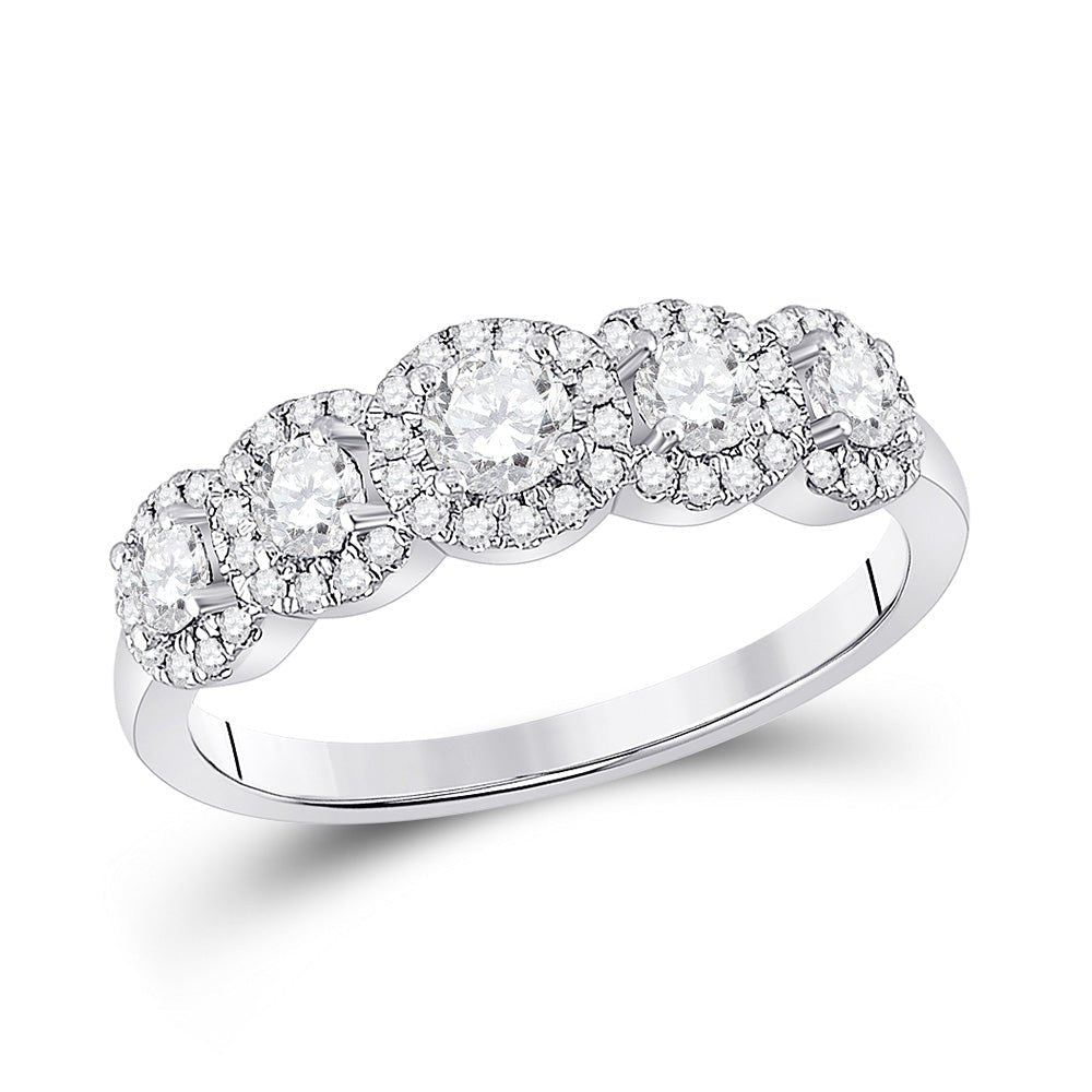 Eternal Love 14kt White Gold Round Diamond 5 - stone Bridal Wedding Engagement Ring - Splendid Jewellery