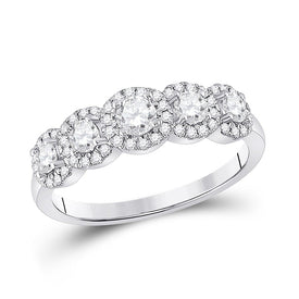 Eternal Love 14kt White Gold Round Diamond 5 - stone Bridal Wedding Engagement Ring - Splendid Jewellery