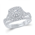 Eternal Love 14kt White Gold Round Diamond Halo Bridal Wedding Ring Band Set - Splendid Jewellery