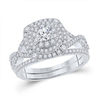 Eternal Love 14kt White Gold Round Diamond Halo Bridal Wedding Ring Band Set - Splendid Jewellery