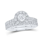 Eternal Love 14kt White Gold Round Diamond Halo Bridal Wedding Ring Band Set - Splendid Jewellery