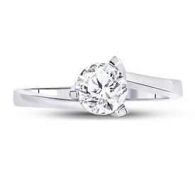 Eternal Love 14kt White Gold Round Diamond Solitaire Bridal Wedding Engagement Ring - Front View