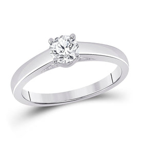 Eternal Love 14kt White Gold Round Diamond Solitaire Bridal Wedding Engagement Ring - Top View