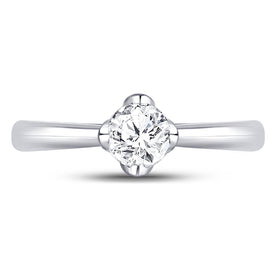 Eternal Love 14kt White Gold Round Diamond Solitaire Bridal Wedding Engagement Ring - Front View