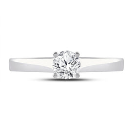 Eternal Love 14kt White Gold Round Diamond Solitaire Bridal Wedding Engagement Ring - Front View