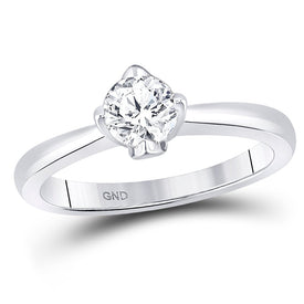 Eternal Love 14kt White Gold Round Diamond Solitaire Bridal Wedding Engagement Ring - Top View
