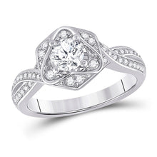 Load image into Gallery viewer, Eternal Love 14kt White Gold Round Diamond Solitaire Ring - Top View