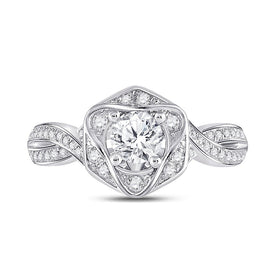 Eternal Love 14kt White Gold Round Diamond Solitaire Ring - Front View