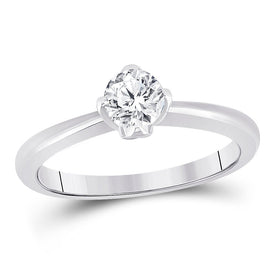Eternal Love: 14kt White Gold Womens Round Diamond Solitaire Bridal Wedding Engagement Ring 1/2 Cttw - Top View