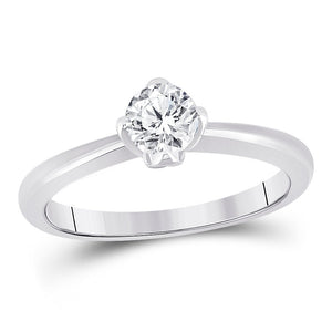 Eternal Love: 14kt White Gold Womens Round Diamond Solitaire Bridal Wedding Engagement Ring 1/2 Cttw - Splendid Jewellery