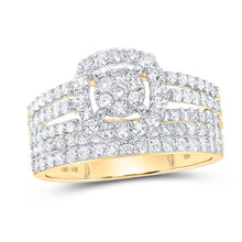 Load image into Gallery viewer, Eternal Love 14kt Yellow Gold Diamond Cluster Wedding Set - Second Side View